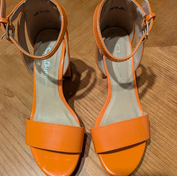 Orange Block Heel Sandals - Picture 3 of 16